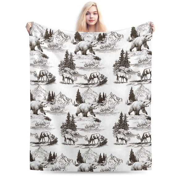 Bear Deer Hunting Throw Blanket for Couch 60x50