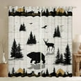 thumbnail image 1 of Bear Deer Rustic Curtains 2 Panels 38"Wx45"L Jungle Pine Trees Blackout Curtains,Lodge Cabin Curtains & Drapes Wooden Plank Woodland Big Cat Wild Animal Reindeer Farmhouse Decor, 1 of 6