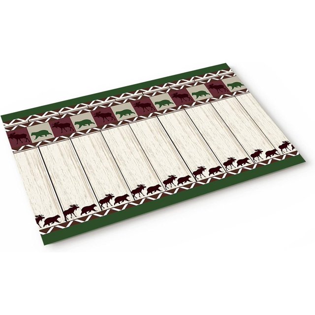 Bear Deer Wood Board Autumn Vintage Farm Indoor Doormat NonSlip Front