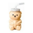 thumbnail image 1 of Bear Design Plastic Cups Disposable Drinking Cups with Lids Plastic Tumblers for Milk Tea Juice Beverages Party Supplies Portable Drink Containers with Secure Lids（A With Holes）, 1 of 4