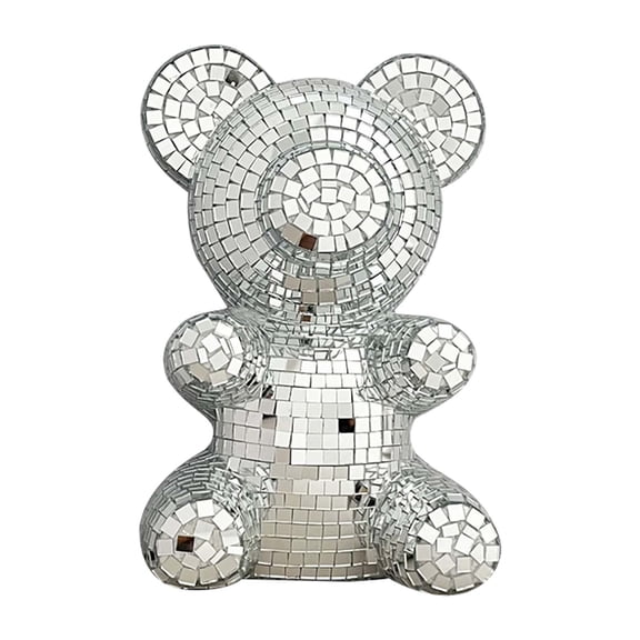 Bear Disco Ball Ornaments, Bear Shape Disco Party Decoration,Bear Glass Mirror Disco Ball, Reflective Disco Ball Decor for 70s Party Design,Stage Props,Wedding,Music Festival Decoration