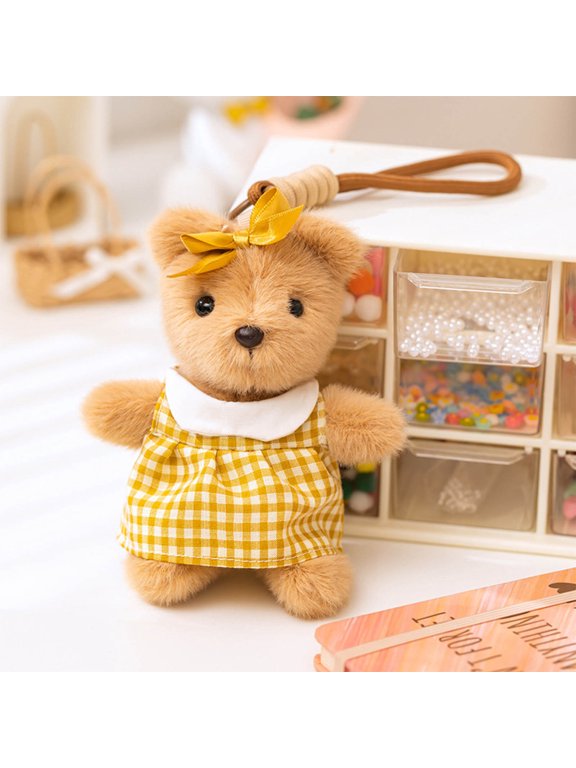 Cute Plush Bear Keychain, Soft Teddy Bear Doll Pendant, Bag Charm Gift For Girls, Couple Birthday Present, Kawaii Stuffed Animal Accessory