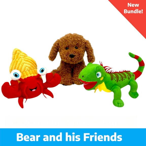 Bear the Doodle Bundle - Plush Bear Goldendoodle, Ana the Iguana & Tico the Hermit Crab Toys - Fun, Educational, and Perfect for Kids - Soft, Cuddly Companions for Playtime, Reading & Collecting