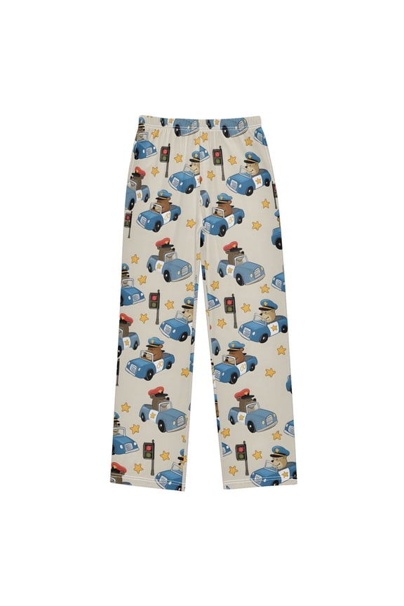 Bear Driving Police Car Pajama Pants Soft and Lightweight Elastic Waistband Pajama Pants