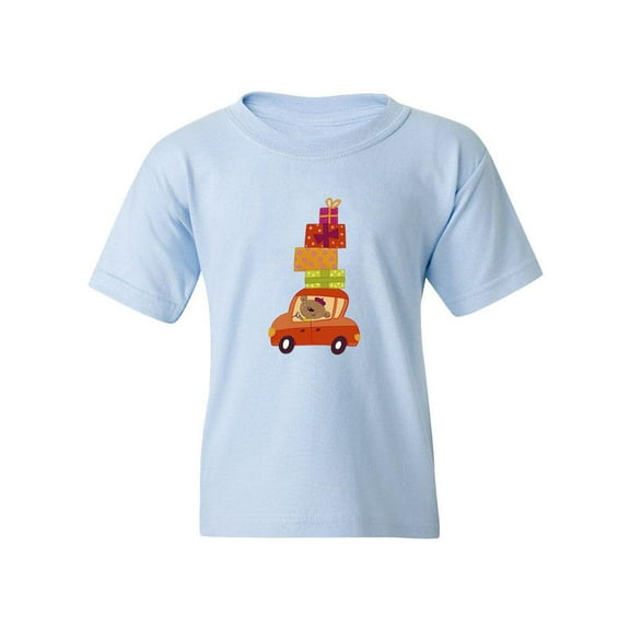 Bear Driving With Gifts T-Shirt Juniors -Image by Shutterstock,  Large