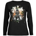 thumbnail image 1 of Bear Drummer Splatter Black Womens Long Sleeve T-Shirt - Large, 1 of 1