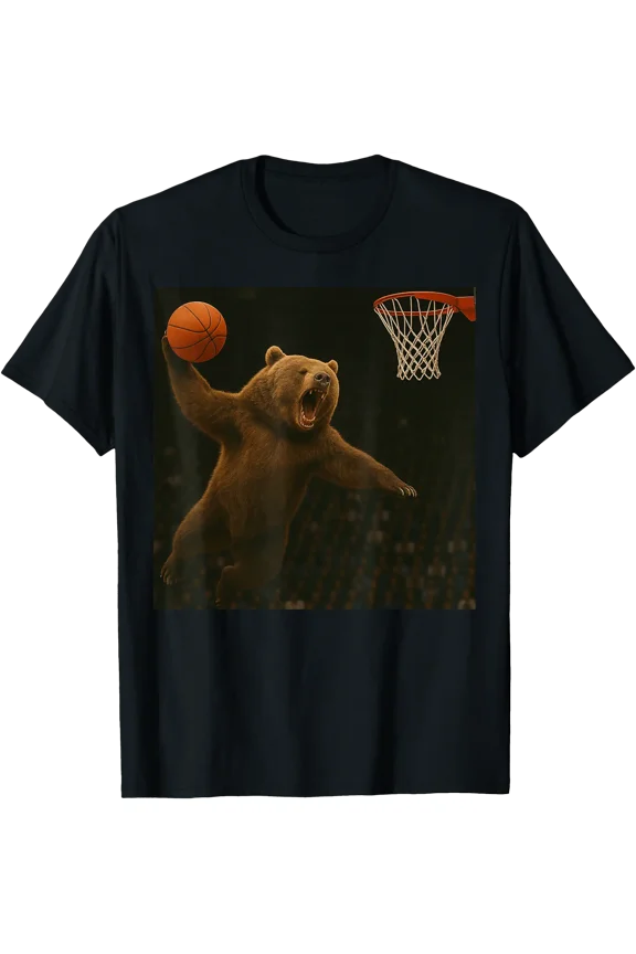 Bear Dunking Basketball Mid-Air T-Shirt