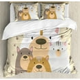 thumbnail image 1 of Bear Duvet Cover Set King Size, Family Portrait of Cute Wild Animals Memory Childhood Daughter Son Mom and Dad Print, Decorative 3 Piece Bedding Set with 2 Pillow Shams, Multicolor, by Ambesonne, 1 of 3