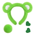 thumbnail image 1 of Bear Ear Headband & Tail Set Soft Stuffed Accessory With Heart Patches For Party Themed Celebrations(Green-7.9In), 1 of 3