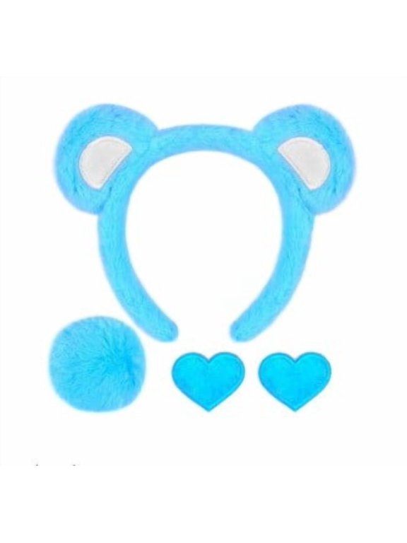 Bear Ears Headband with DIY Costume Accessories, Soft Fluffy Plush Animal Ears Headband for Themed Parties, Halloween, Cosplay and Photo Props