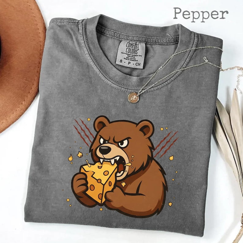 Bear Eating Cheese Illustration Culinary Animal Graphic Food Inspired ...