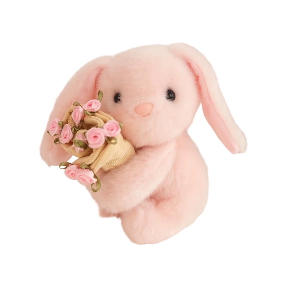 Bear Embracing Flower Rose Table Decor Plush Toy Keychain Plush Animal Plush Doll Bag Charm Cute Plushie Gift Home Decoration