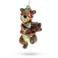 thumbnail image 1 of Bear Engaged in Football Glass Christmas Ornament, 1 of 4