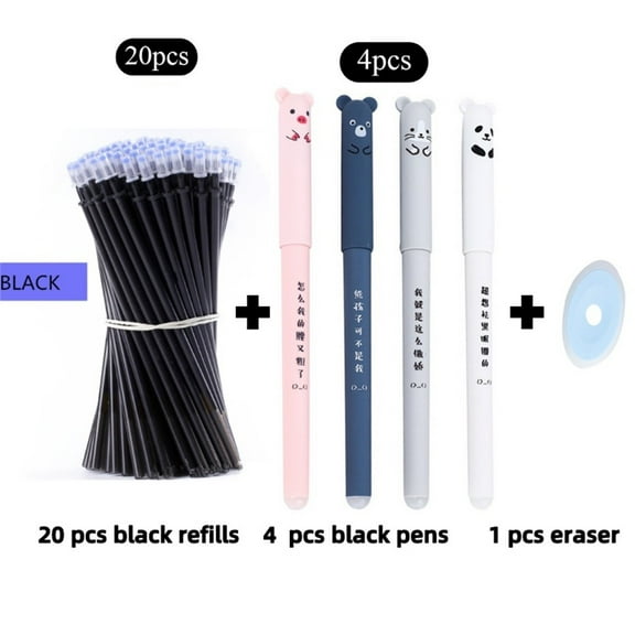 Bear Erasable Pen Set 0.5mm Heat Sensitive Refillable Pens for Students Office Writing