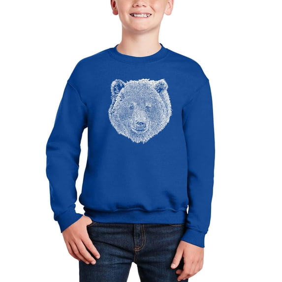 Bear Face - Boy's Word Art Crewneck Sweatshirt