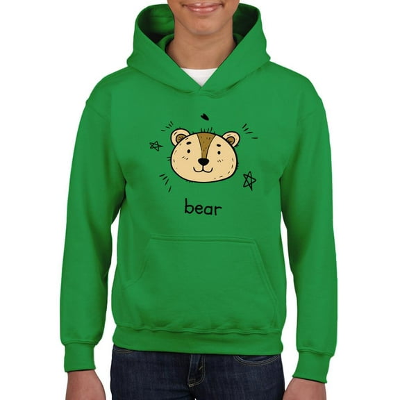 Bear Face Doodle Hoodie Juniors -Image by Shutterstock,  Small
