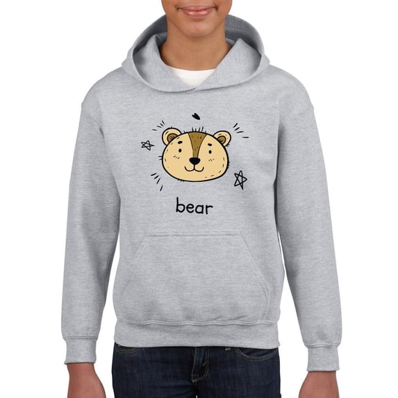 Bear Face Doodle Hoodie Juniors -Image by Shutterstock, Small