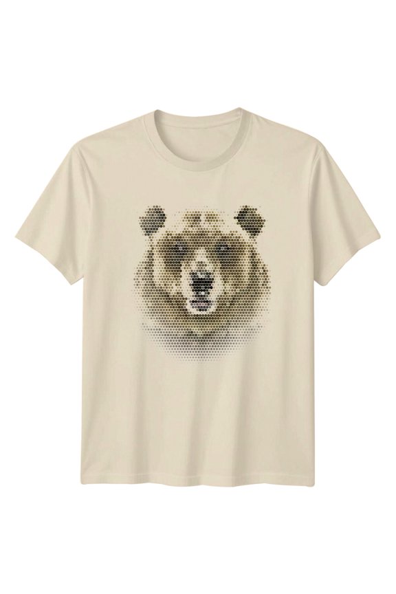 Bear Face Graphic Mens T-Shirt Womens Tee Animal Graphic Top All Size S-5XL