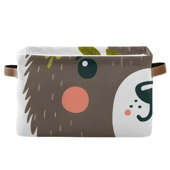 Bear Face in A Flower Crown Storage Bins Baskets With Handles Storage Box Clothes Organizer Organization Toys