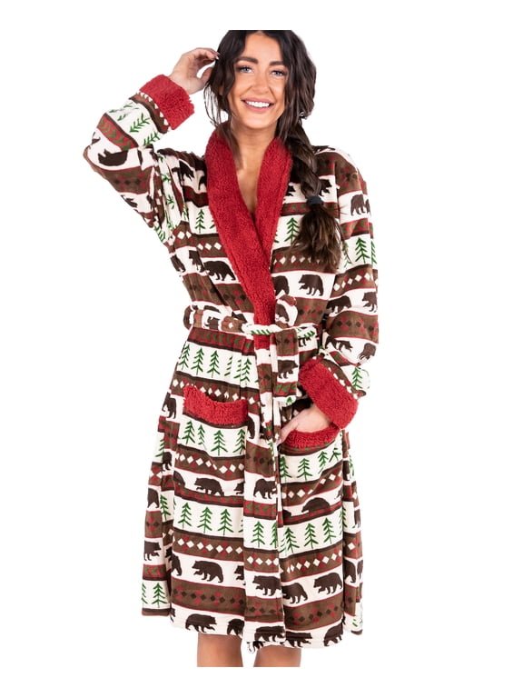 Bear Fair Isle Lazy One Ultra-Cozy Bathrobes for Women, Animal, Cabin (S/m)