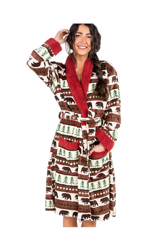 Bear Fair Isle Lazy One Ultra-Cozy Bathrobes for Women, Animal, Cabin (S/m)
