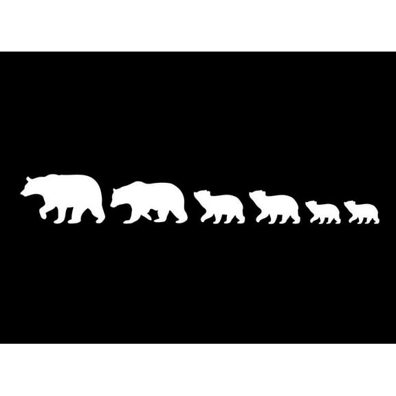 Bear Family (6 Bears Included) 4 x 3 White CAR Decal Vinyl Laptop Decal Quote Sticker Family Mama papa Calligraphy Art Decor Apple Inspirational Decorative Lettering