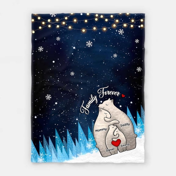 Bear Family Forever Love Together Fleece Blanket, 50x60in Fleece Blanket