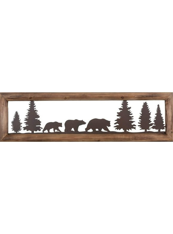 Bear Family Metal & Wood Wall Art