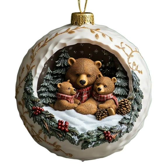 Bear Family Ornament under $5! Cagogo Bear Family Christmas Ornament, Acrylic Flat Hanging Sign for Tree Decor, Cute Animal Family Themed Ornament, Festive Holiday Home Decoration