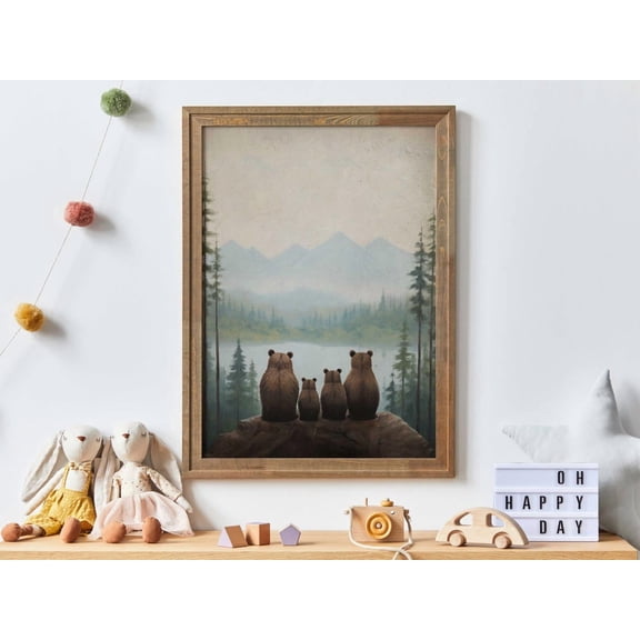 Bear Family Print Bear Nursery Art Family Of Four Forest Animals Woodland Nursery Toddler Room Decor Family Wall Art Modern Wall Decor
