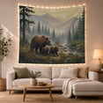 thumbnail image 1 of Bear Family Walking Through Evergreen Forest, Serene Rustic Style for Wildlife Lovers, Nature Wall Decor, Housewarming Gift, Tapestry Wall Hanging for Bedroom and Cabin, 1 of 7