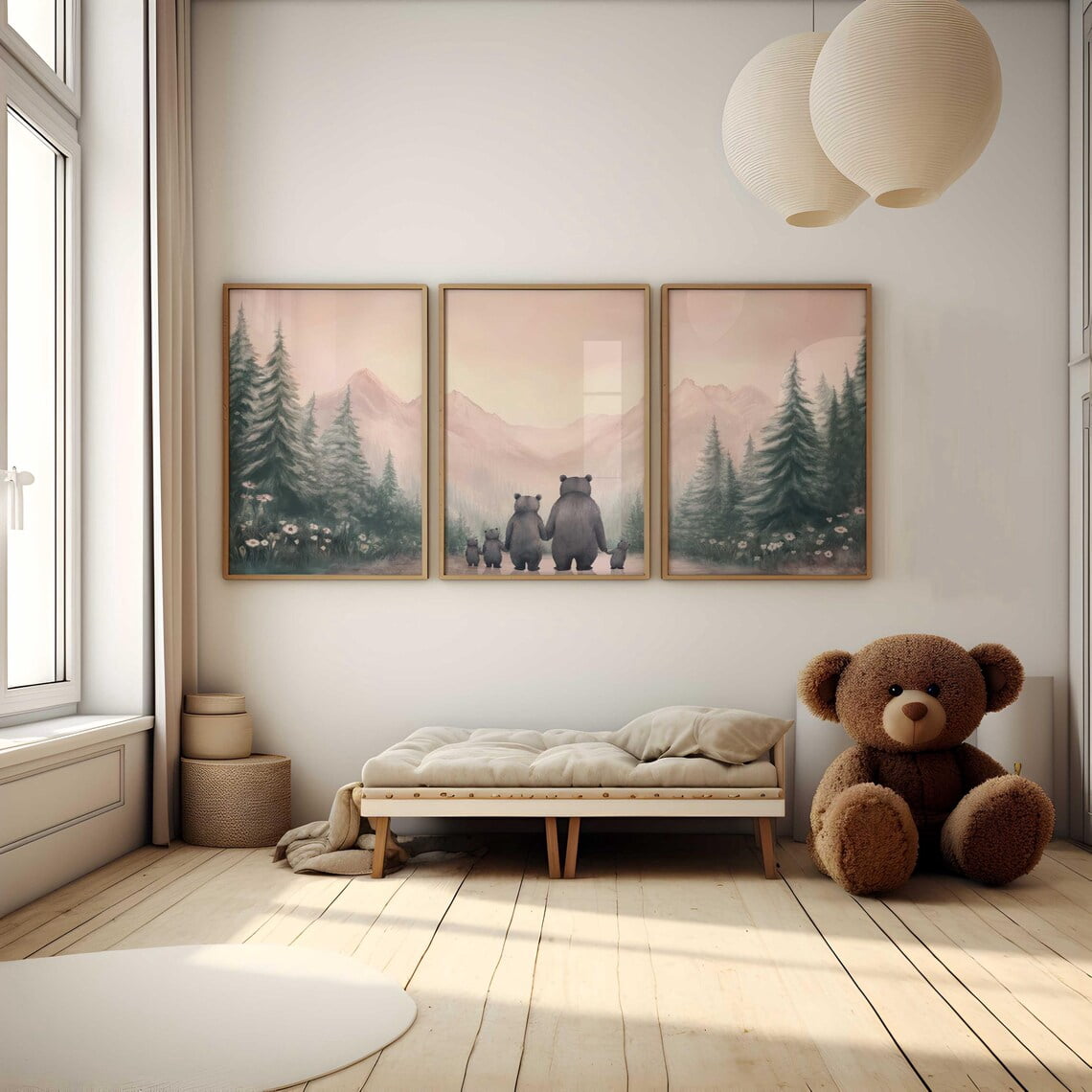 Bear Family Wall Decor Bear Girl Nursery Decor Family of 5 Animal ...