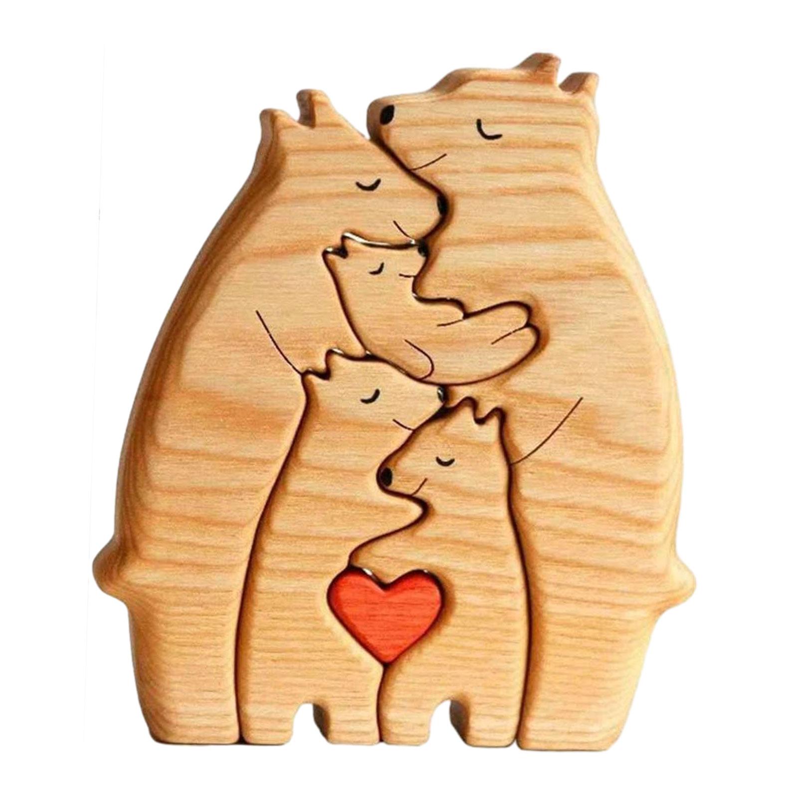 Bear Family Wooden Art Puzzle,Wooden Bear Jigsaw Sculptures ...