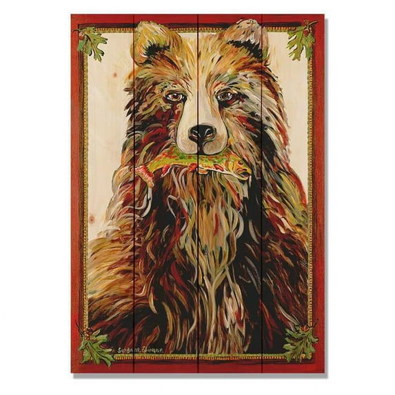 Bear & Fish Indoor / Outdoor Cedar Panel Wall Art