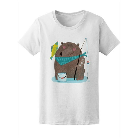 Bear Fisherman With Fishing Rod Tee Women's -Image by Shutterstock