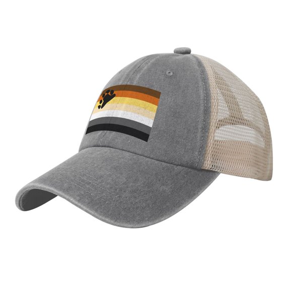 Bear Flag Baseball Cap Trucker Hat For Men Women Adjustable Outdoor Denim Mesh Hat