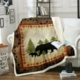 thumbnail image 1 of Bear Fleece Blanket 40"X50" Rustic Farmhouse Bear Wildlife Throw Blanket for Bed Sofa Couch Wild Bear Bed Blanket Country Cabin Decor Woodland Bear Paw Print Sherpa Blanket Brown Green, 1 of 6