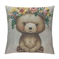 thumbnail image 1 of Bear Floral Girl Throw Pillow Cover Nursery Boho Woodland Pillow Case  Decorative Men Women Boy Girl Room Cushion Cover for Home Couch Bed, 1 of 5