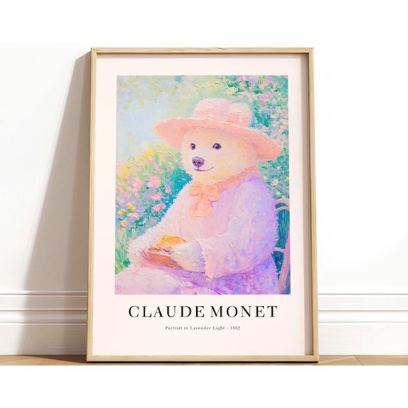 Bear Floral Wall Art Print, Unframed Paper Poster 24x36in