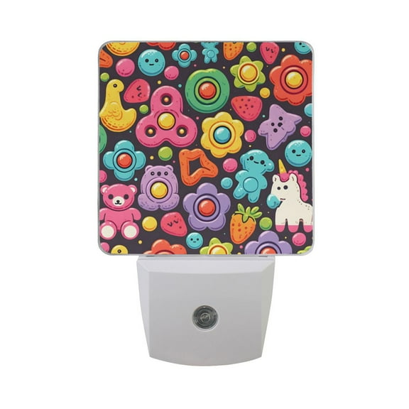 Bear Flower Carrot Toys Night Light 2 Pack LED Nightlight Plug into Wall Dusk to Dawn Sensor Soft White