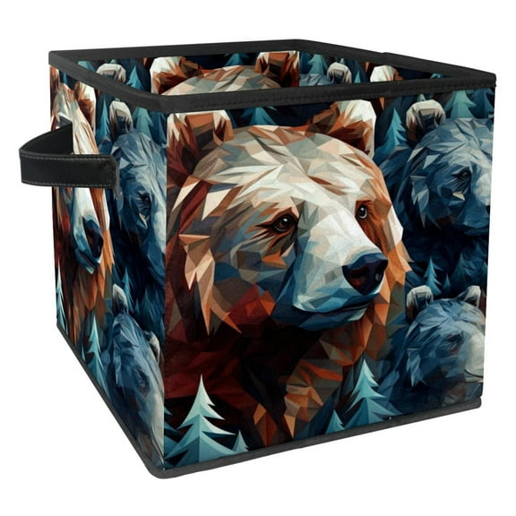 Bear Foldable Storage Box with Handle, 10.8"x10.5"x10.6", Large Capacity - Storage Bin and Containers