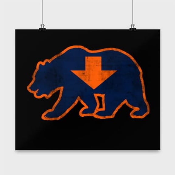 Bear Football Art - Sports Fans Decor - 13x13 Poster Print - Game Day Style