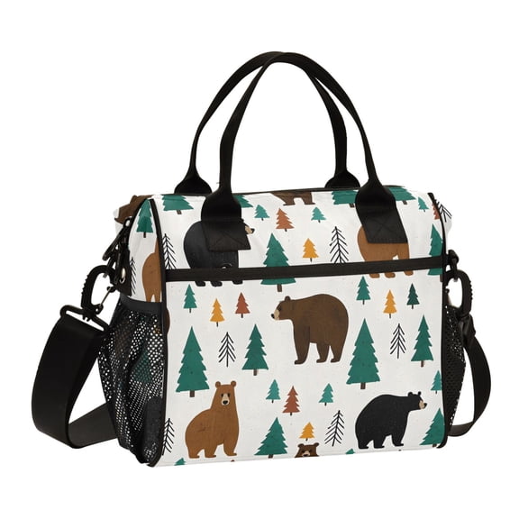 Bear Forest Lunch Bag Insulated Lunch Box Leakproof Reusable Cooler Tote Adjustable Shoulder Strap for Men Women 9L
