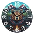 thumbnail image 1 of Bear Forest Mountains Trees 10 inch Wall Clocks Non Ticking Easy to Read Battery Decorative for Home Bathroom Kitchen Bedroom Living Room, 1 of 8