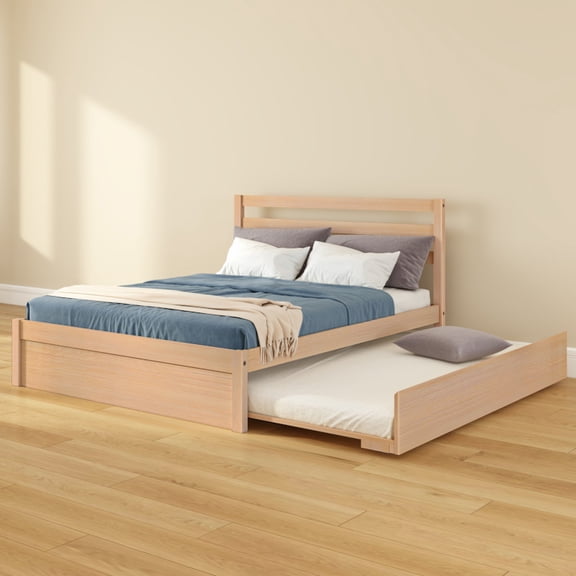 Bear Full Single Bed w/ Trundle, Oak Embossed Natural