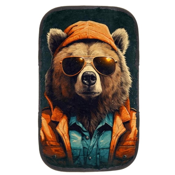 Bear Furry Printed 12.5x8.2 Inch Soft Comfortable Armrest Accessory Car Armrest Mat Cover
