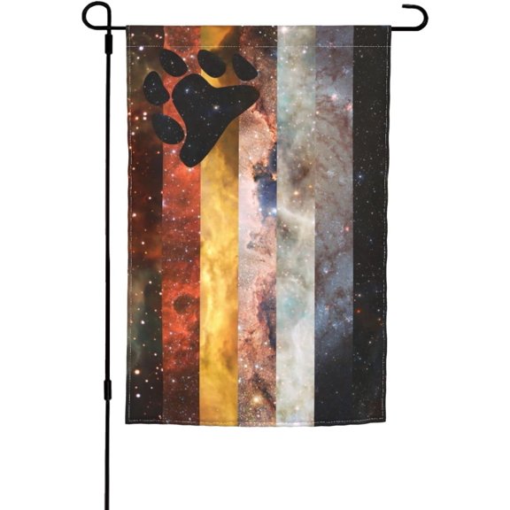 Bear Galaxy Pride Flag LGBTQ Waterproof Quick Dry Soft Festival Celebration Courtyard Garden Flag 12x18in Stylish Printed Campaign Style Yard Decoration Flag