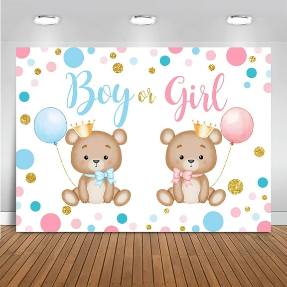 Bear Gender Reveal Backdrop Boy or Girl Party Supplies Bearly Wait Gender Reveal Party Decoration Cake Table Banner
