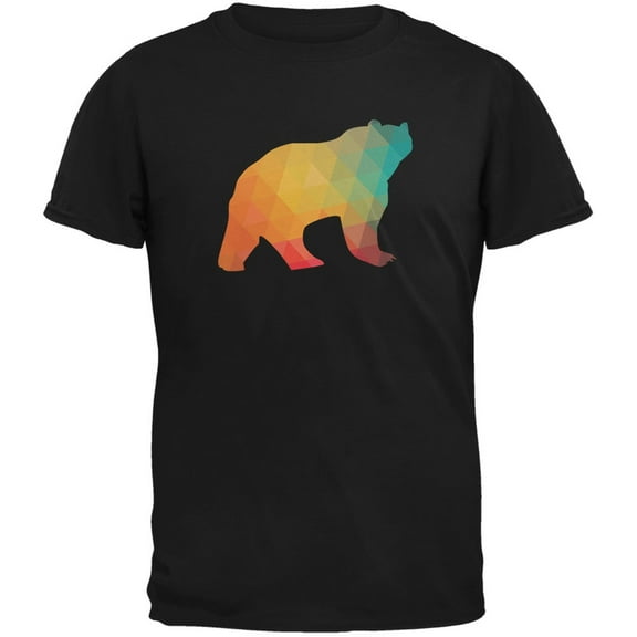 Bear Geometric Black Adult T-Shirt - Small