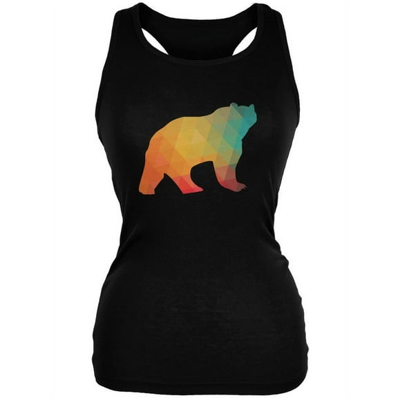 Bear Geometric Black Juniors Soft Tank Top